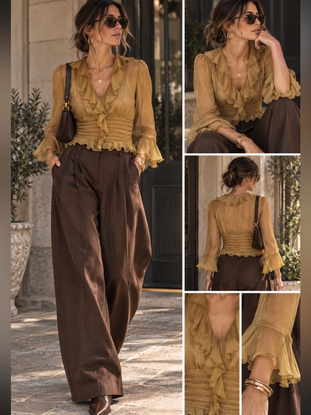 Vintage W.D.N.Y Sheer Silk Ruffle Blouse Fairy Boho Romantic Y2K Top